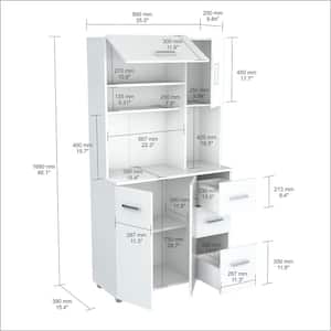 Laricina 35.04 in. x 15.35 in. x 66.14 in. Microwave Storage Utility Cabinet in White