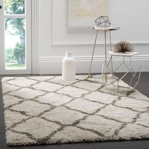 Hudson Shag Ivory/Gray 6 ft. x 9 ft. Trellis Area Rug