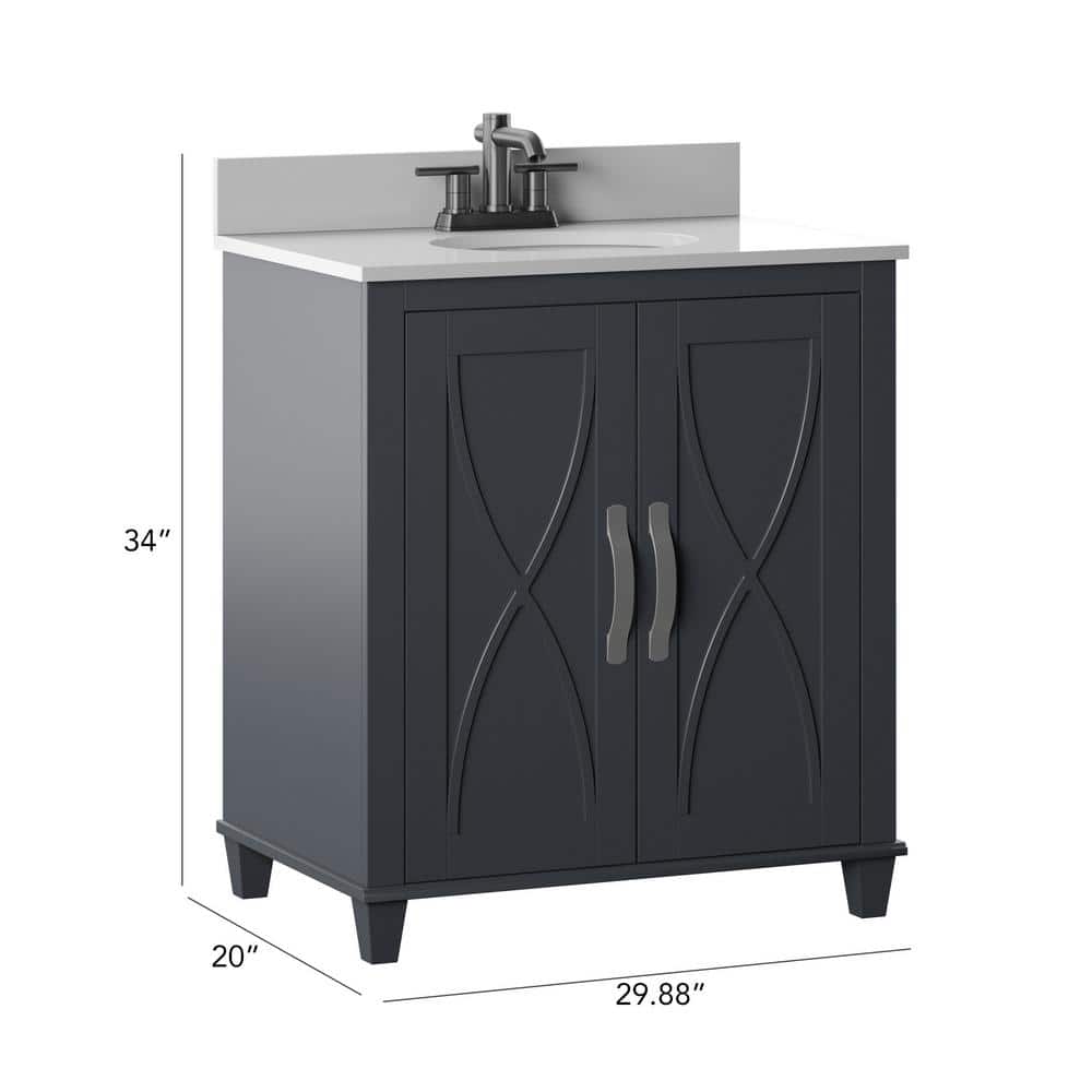 Metro Gray 30" Single Bathroom Vanity with White Stone Top