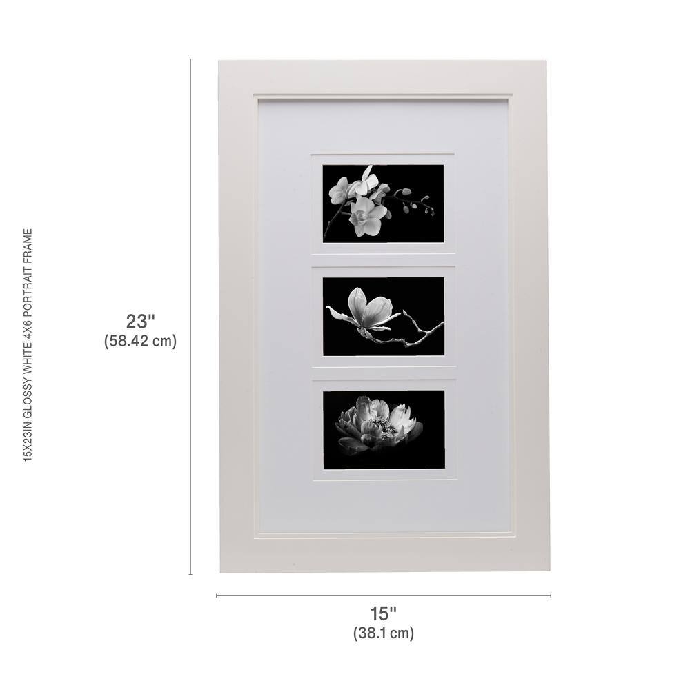Glossy White Wood Collage Wall Frame for 3 Photos