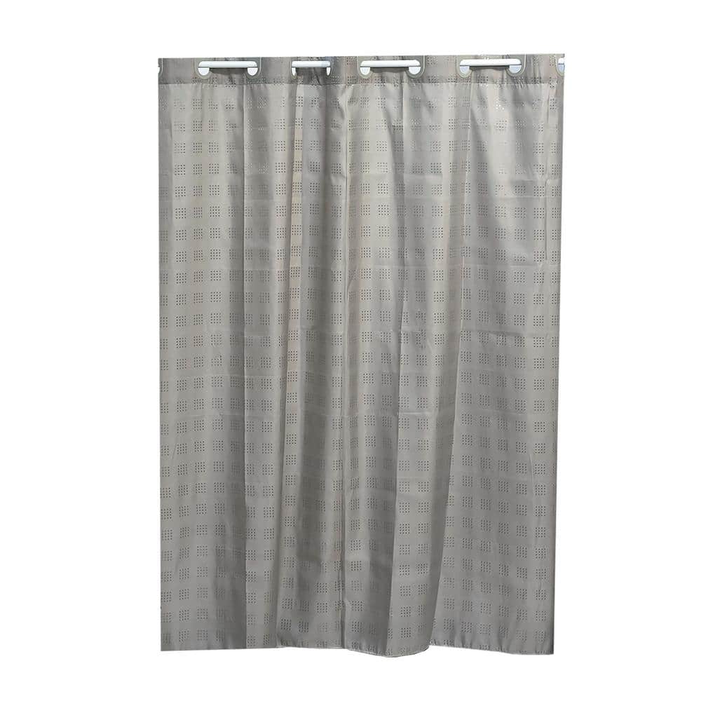 71 in. L x 79 in. H, 180 cm x 200 cm Taupe Hookless Shower Curtain Polyester Cubic- Color Matching Hooks price history on PriceWatchPro