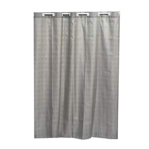 71 in. L x 79 in. H, 180 cm x 200 cm Taupe Hookless Shower Curtain Polyester Cubic- Color Matching Hooks