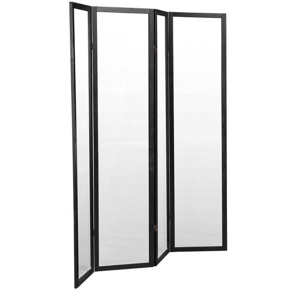 Oriental Furniture 6 ft. Tall Clear Plastic Partition Black 4 