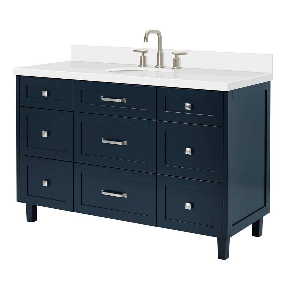 Midnight Blue 55" Single Sink Vanity with Quartz Top