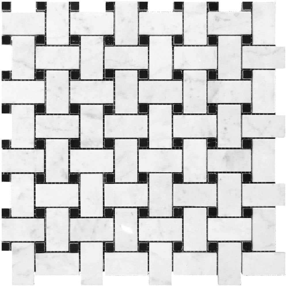 White and Black 12 in. x 12 in. Basketweave Polished Marble Mosaic Floor and Wall Tile (20 Cases, 100 sq. ft./Pallet) price history on PriceWatchPro
