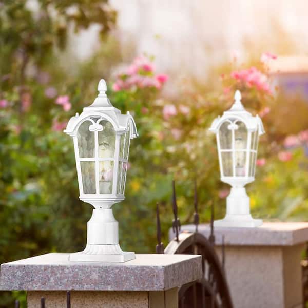JAZAVA 1-Light White Aluminum Hardwired Outdoor Weather Resistant