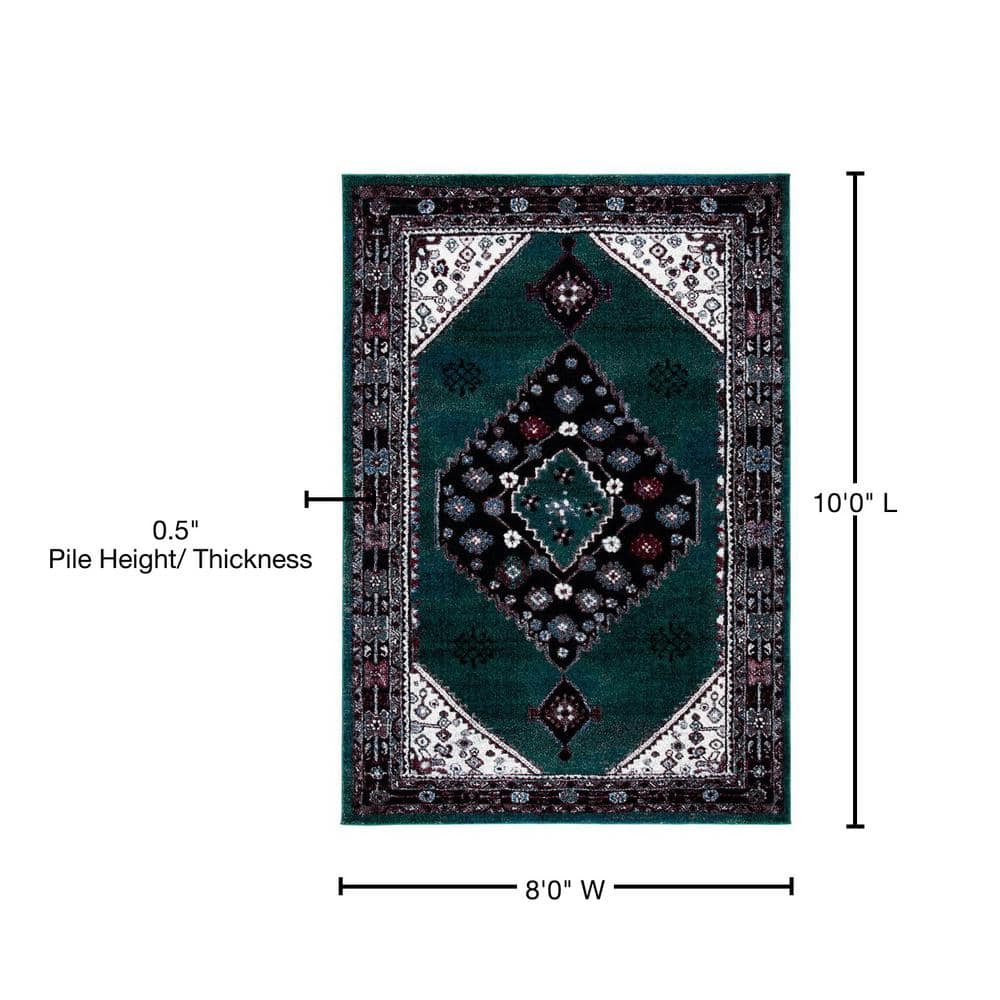Black Geometric 8' x 10' Synthetic Easy-Care Area Rug