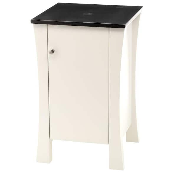 DECOLAV 18 in. W x 18 in. D x 29 in. H White Vanity Storage Cabinet with Single Hole Faucet Drilling Granite Vanity Top in Black