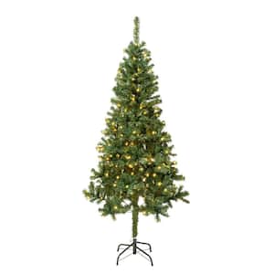 HOMESTOCK 7.5ft. Frosted Snow Flocked Prelit Artificial Christmas Tree with  Pine Cones, Foot Pedal, 700-Warm Light and Metal Stand 18800HDN - The Home  Depot