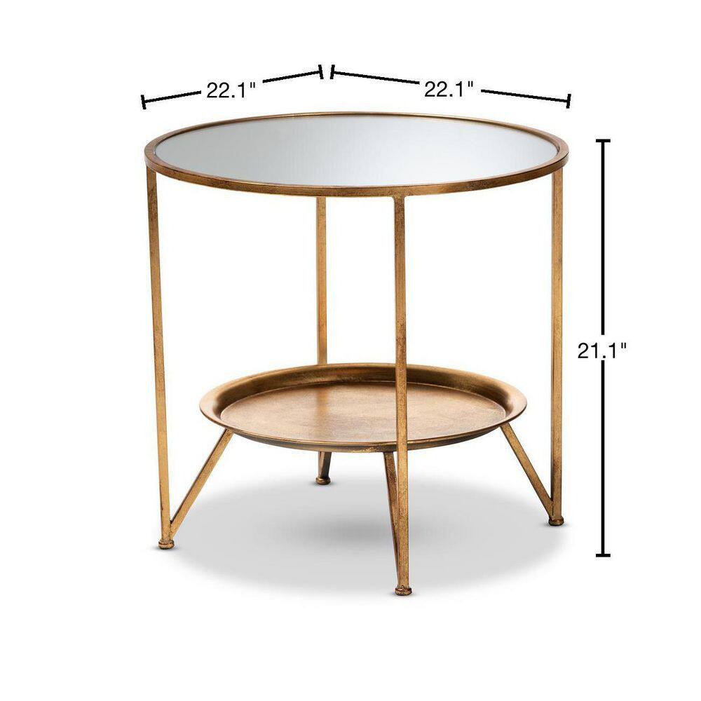 Tamsin Antique Gold Accent Table with Tray Shelf - thumbnail 3