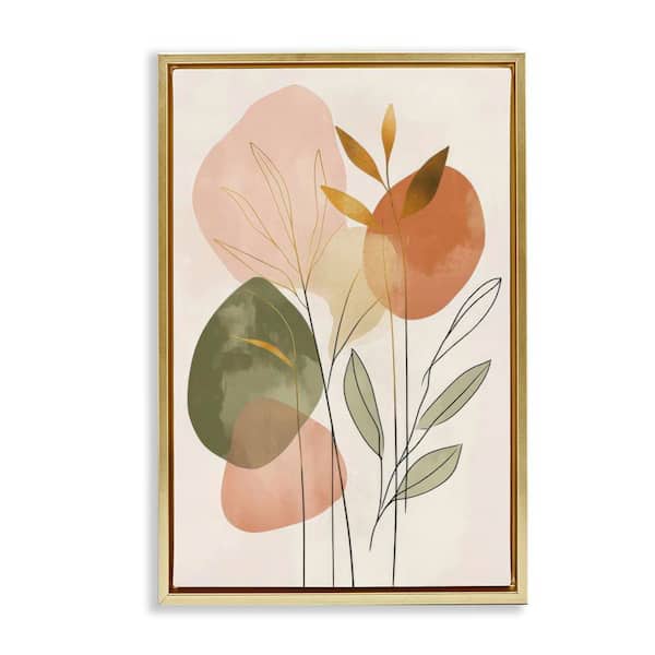 Stupell Industries Soft Organic Shape Botanicals by LSR Design Studio Gold Floater Frame Nature Graphic Art Print 25 in. x 17 in.