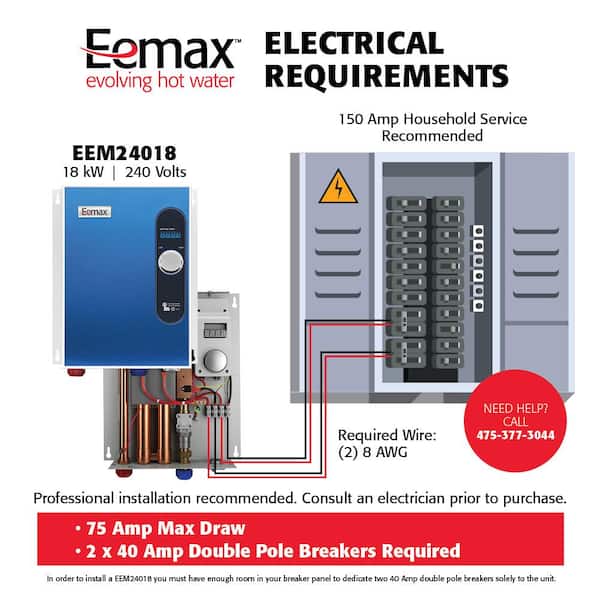 EEM24018 Tankless Electric Water Heater 18 kW 240 V