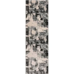 Barclay Kalia Modern Abstract Grey Black 2 ft. 3 in. x 7 ft. 3 in. Runner Area Rug