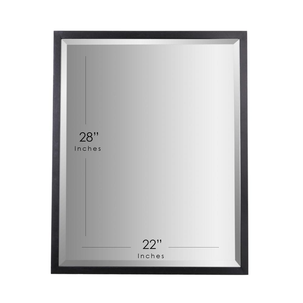 Black Metal Framed Rectangular Vanity Mirror, 24" x 30"
