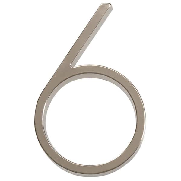 Everbilt 5 in. Satin Nickel Floating or Flush House Number 6