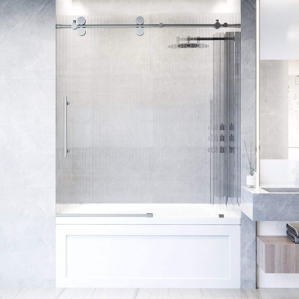 Elan 56-60" Frameless Sliding Tub Door with Fluted Glass