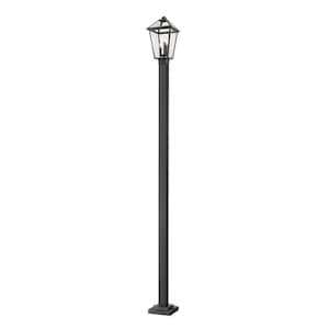 Talbot 3-Light Black 113.5 in. Aluminum Hardwired Outdoor Weather Resistant Post Light Set with No Bulb Included