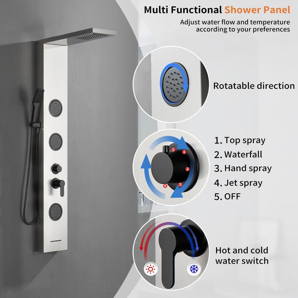 Black Nickel 57.99'' Shower Panel with Rainfall and Body Jets