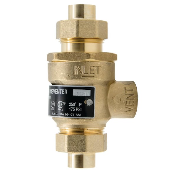 Watts 1/2 in. Cast-Brass SWT x SWT Dual Check Vacuum Breaker with Solder Ends