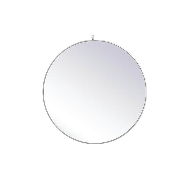 Unbranded Timeless Home 39 in. W x 39 in. H x Midcentury Modern Metal Framed Round Silver Mirror