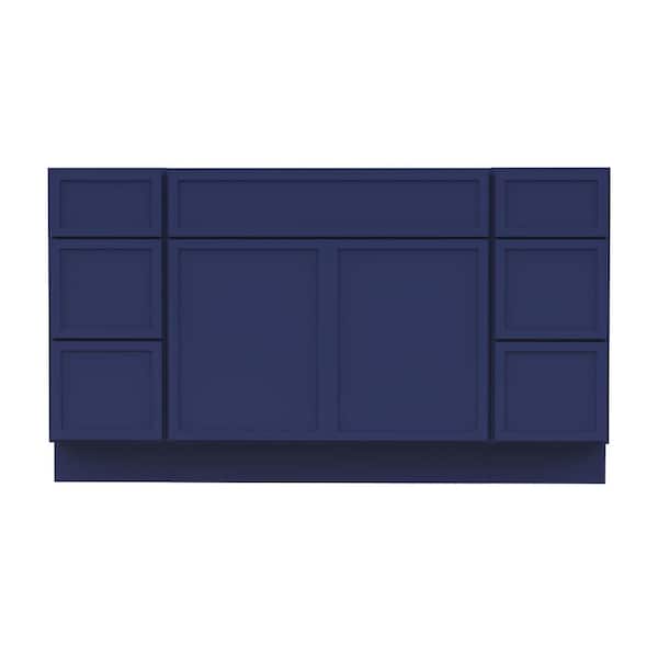 63 in. W x 21 in. D x 32.5 in. H Bath Vanity Cabinet without Top in Blue (Unassembled)