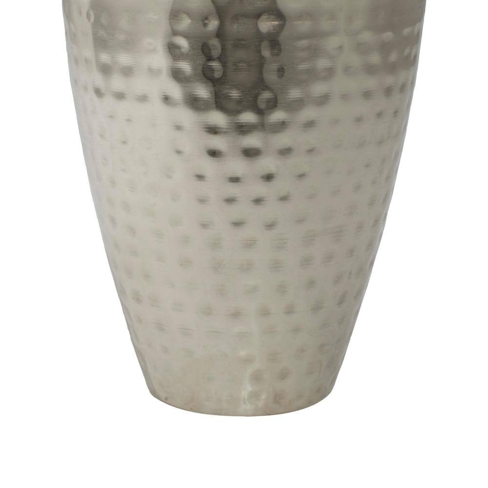 Contemporary 7" x 16" Silver Iron Jar with Wooden Lid