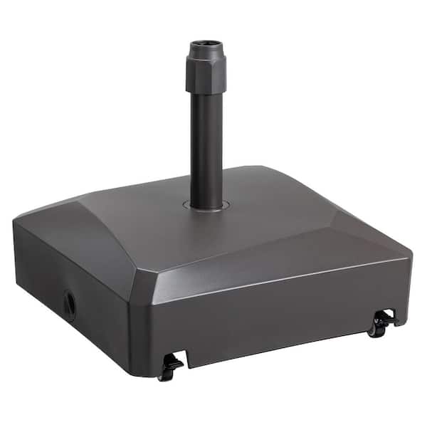 Aoodor 155 lbs. Fillable Capacity Plastic Mobile Patio Umbrella Base with Wheels in Brown