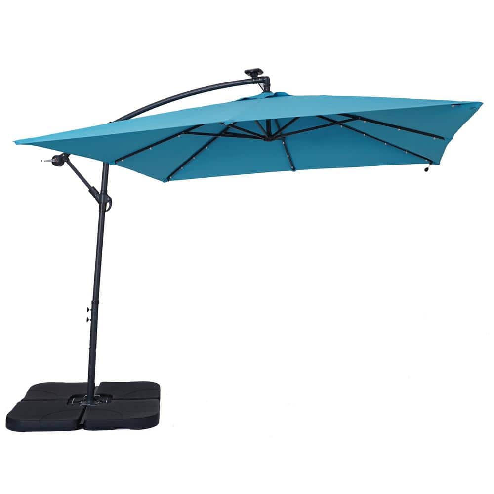 8.2 ft. x 8.2 ft. Square Cantilever Patio Umbrella in Light Blue-1 with Umb