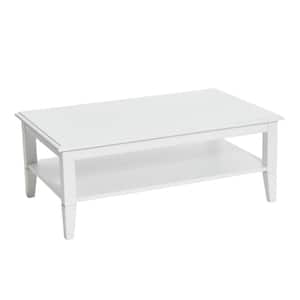 Pleasantville 2-Tier 35 in. White Rectangular Wood Coffee Table with Storage