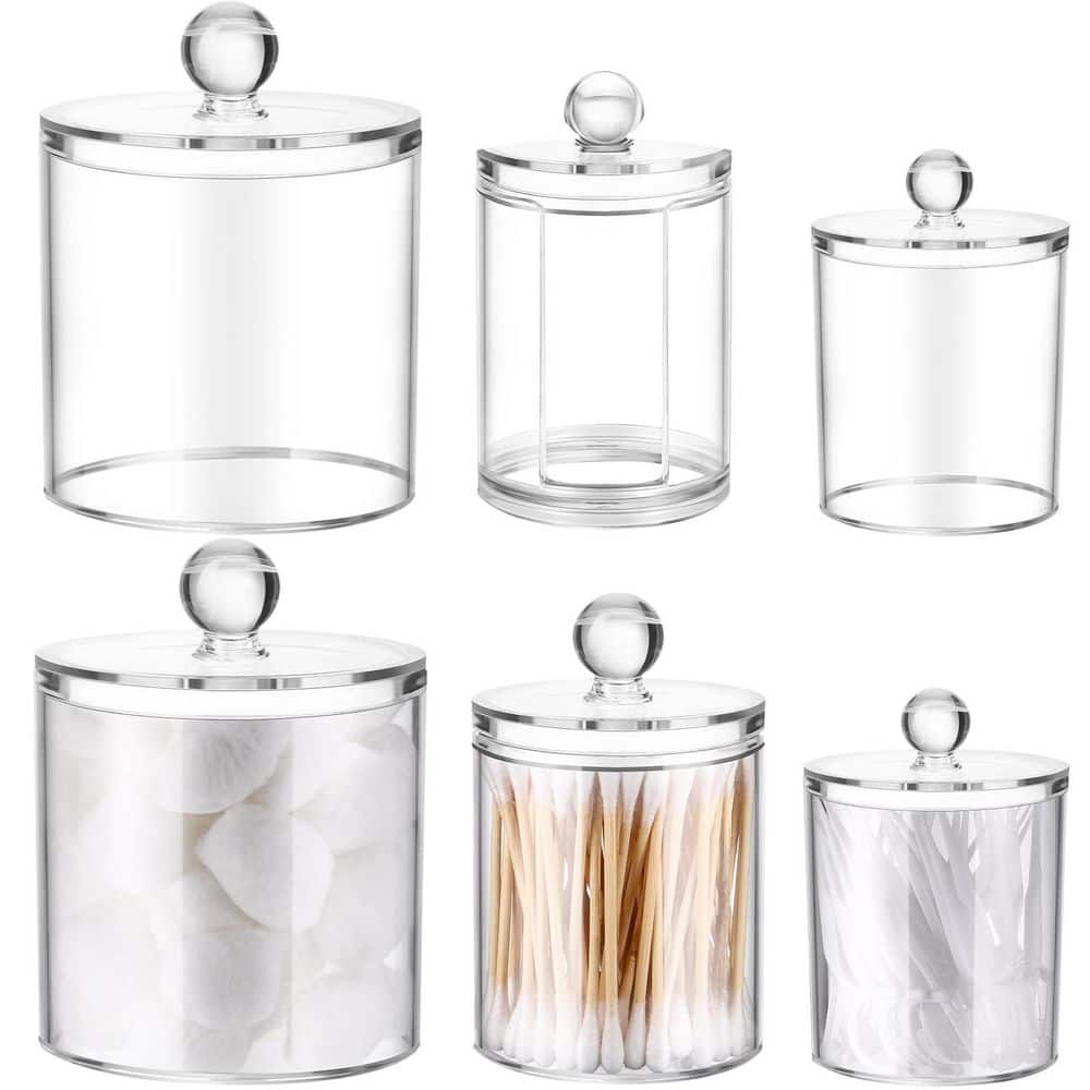 6-Pack Clear Acrylic Apothecary Jars with Lids in Three Sizes 10 oz 22 oz and 39 oz for Bathroom Decor price history on PriceWatchPro