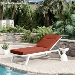 80 in. x 26 in. x 4 in. Outdoor Water-Resistant Replacement Chaise Lounge Seat Cushion Terra Red