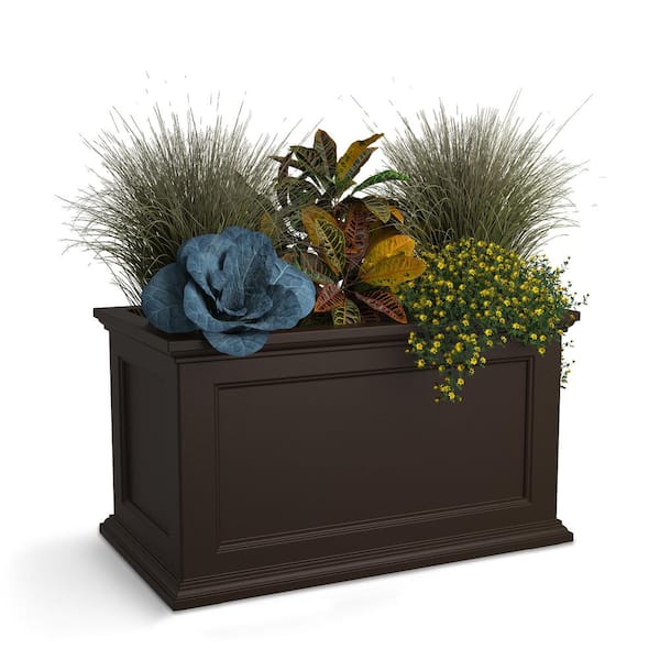 Fairfield 20 in. x 36 in. Self-Watering Espresso Polyethylene Planter