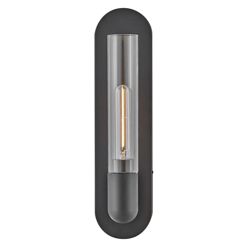 Black Dimmable Cylinder LED Wall Sconce with Clear Glass