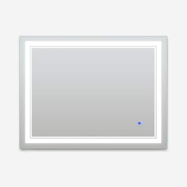 Unbranded 48 in. W x 36 in. H Rectangular Frameless Horizontal LED Anti-Fog Separate Control Dimming Wall Bathroom Vanity Mirror