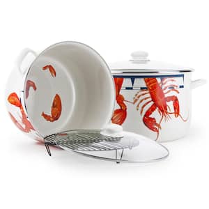 Lobster 18 qt. Enamelware Stock Pot with Glass Lid