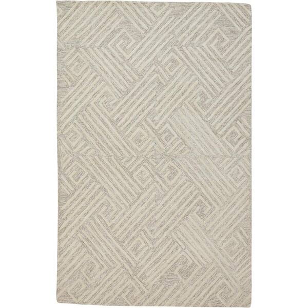 Weave & Wander Fadden Natural Tan/Ivory 4 ft. X 6 ft. Geometric Wool Area Rug