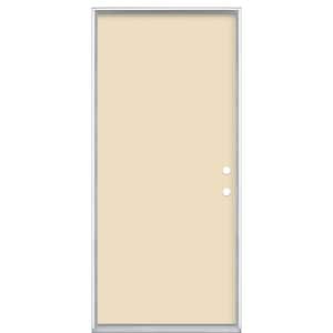 36 in. x 80 in. Flush Left Hand Inswing Golden Haystack Painted Steel Prehung Front Exterior Door No Brickmold