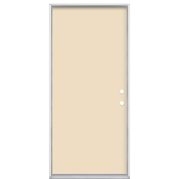 Masonite 36 in. x 80 in. Flush Left Hand Inswing Golden Haystack Painted Steel Prehung Front Exterior Door No Brickmold