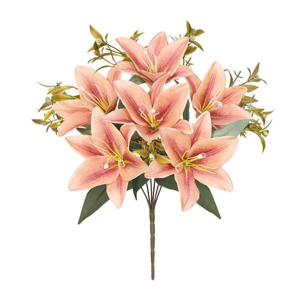 LIVING LUXURY 18 in. Cream White Artificial Mixed Rose Stargazer