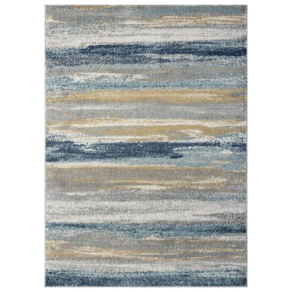 Yellow Polypropylene 6 ft. 5 in. x 9 ft. Abstract Indoor Area Rug