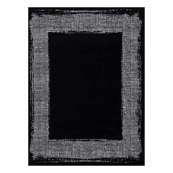 Beverly Rug 2 X 7 Black Cream Laguna Bordered Indoor Area Rug
