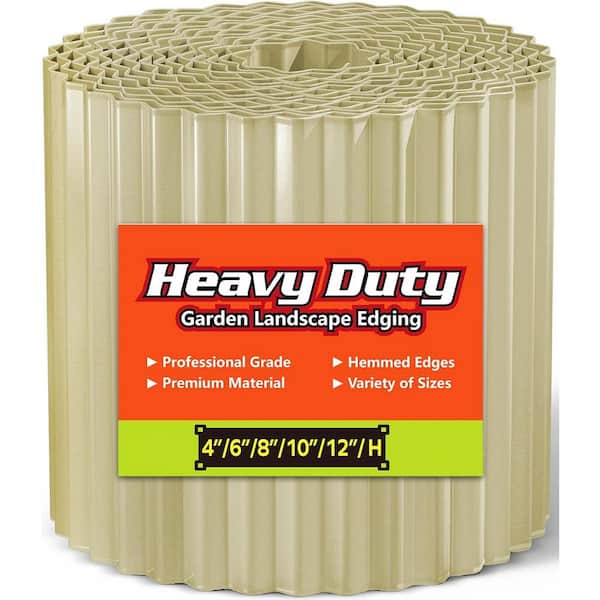 6" x 20' Beige Corrugated Metal Garden Edging Landscape Edging Border for Lawn Flower Bed Garden Fence Paver Edging