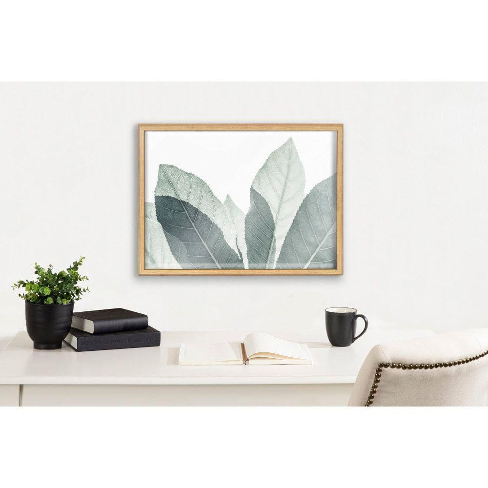 Modern Green Leaf Botanical Framed Glass Wall Art