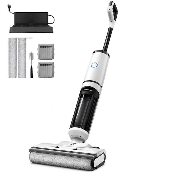 Residential Corded Hard Floor Wet Dry Vacuum in Gray with Self-Cleaning Hot Drying Voice Prompts LED Display