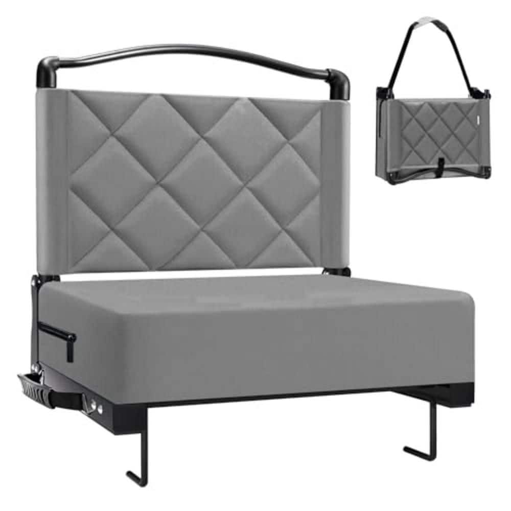 Gray Stadium Seat Chair with Back Support Cushion, Shoulder Strap and Handle, Hold up 400 lbs. Comfort for Sports Events price history on PriceWatchPro
