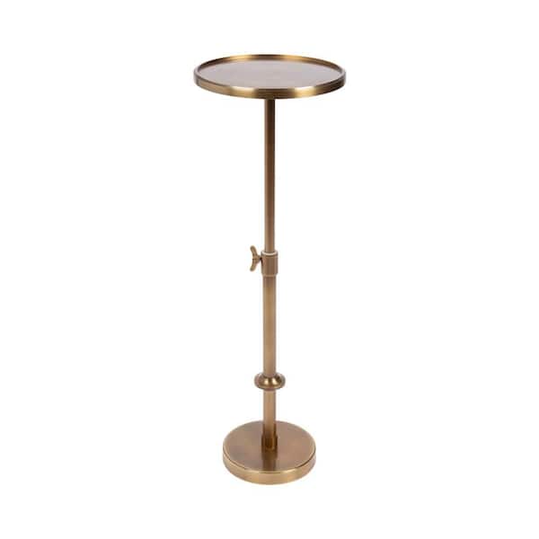 Engles 10 in. Gold Round Metal End Table Adjustable Height