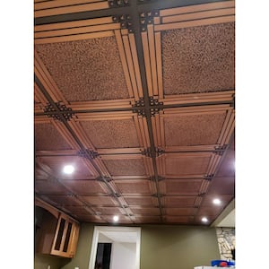 Genoa 2 ft. x 2 ft. Lay-in or Glue-up Ceiling Tile in Antique Copper (40 sq. ft. / case)
