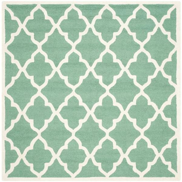 SAFAVIEH Cambridge Teal/Ivory 6 ft. x 6 ft. Square Diamond Trellis Geometric Area Rug