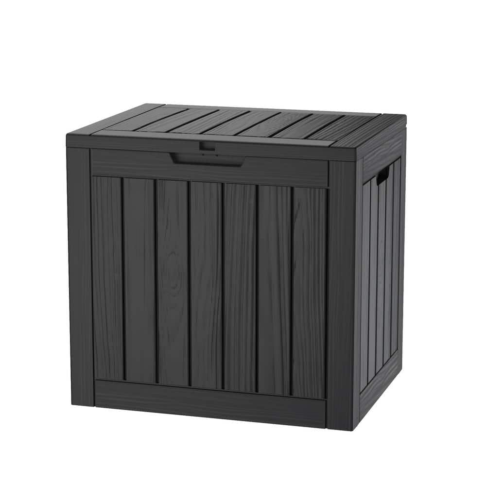 OUPES 31 Gal. Black Wicker Resin Outdoor Storage Deck Box 30GB-WK-BLK ...