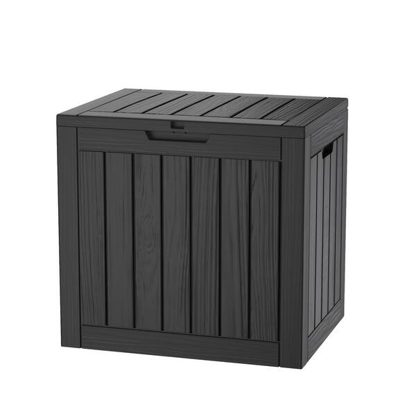 OUPES 31 Gal. Black Wicker Resin Outdoor Storage Deck Box